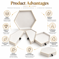 Boîte en papier hexagonale biodégradable de qualité alimentaire personnalisée, fermeture magnétique, emballage écologique pour bonbons, chocolat, biscuits, pizza