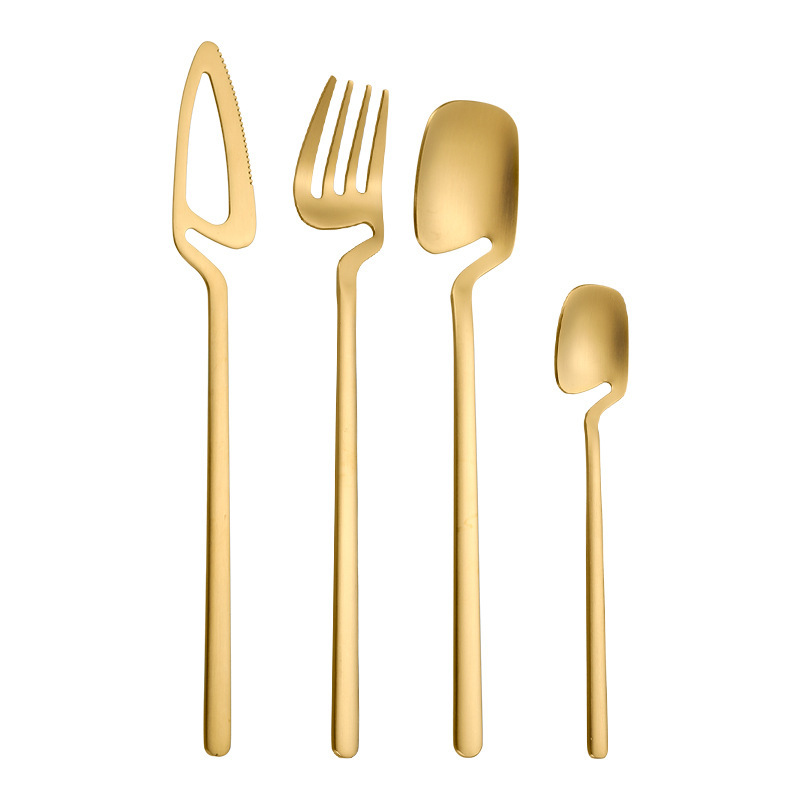 Modern Matt Gold Spoon Fork Knife Flatware Hanging Cutlery Tableware Stainless Steel Hanging Cutlery Set