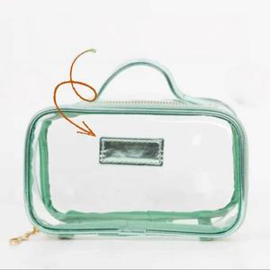 Sacs de voyage imperméables à fermeture éclair, PVC de haute qualité, design personnalisé, trousse de toilette pour femmes, sacs de toilette portables brodés pour femmes - Product Image 3