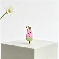 Charmes en émail FABCM-14 en forme de pastèque mignonne en cuivre et de crème glacée plaqués or 18 carats pour accessoires de bracelet