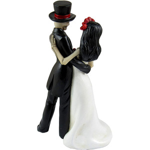 Giorno dei morti danza scheletro coppia statuetta di nozze, amanti gotici di Halloween figurina romantica di sposi - Product Image 3