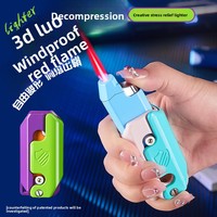 Briquet à gaz butane à flamme rouge coupe-vent, design couteau à carotte, jouet anti-stress créatif et original