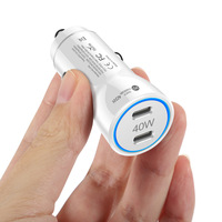 Chargeur de voiture universel 40W double USB PD et QC3.0 à charge rapide avec matériau ignifuge en PC pour téléphones