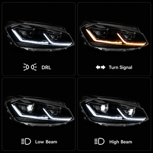 Gruppo Fari LED BK per <span class=keywords><strong>Volkswagen</strong></span> Golf7 MK7 2013-2017, Aggiornamento a <span class=keywords><strong>Golf</strong></span> <span class=keywords><strong>7.5</strong></span> con DRL, Indicatore di Direzione Sequenziale, Proiettore Quadruplo - Product Image 3