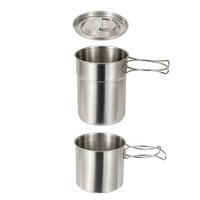 Ensemble de cuisine pliable durable en acier inoxydable 304 en 2 pièces, parfait pour la randonnée, le camping et la cuisine en plein air