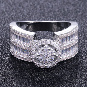 Anillo elegante para mujer, diseño brillante con incrustaciones completas, joyería diaria de moda - Product Image 4