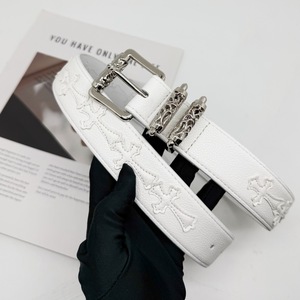 Cintura da Uomo in Pelle Yonger Factory con Impuntura a Croce e Fibbia in Metallo, Modello Fashion - Product Image 1
