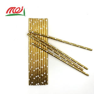 قشة شرب ورقية طبيعية 100% قابلة للتحلل الحيوي، قشة ورقية ذهبية للاستخدام مرة واحدة - Product Image 2