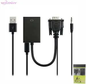 VGA ל HDMI ממיר מתאם כבל עם אודיו פלט 1080P HDMI נקבה מתאם USB אספקת חשמל עבור מחשב נייד ל-hdtv