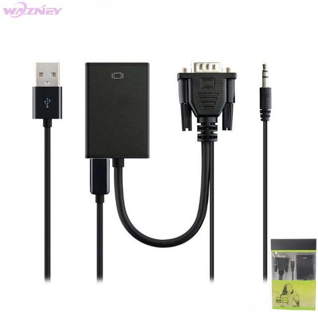 VGA to HDMI Converter Adapter Cable With Audio Output 1080P HDMI Female Adapter USB Power Supply for PC Laptop to HDTV