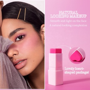 Blush Vegano all'Ingrosso ad Alta Pigmentazione con Logo Personalizzato, Stick di Blush in Crema a Forma di Cuore Rosa Chiaro - Product Image 4