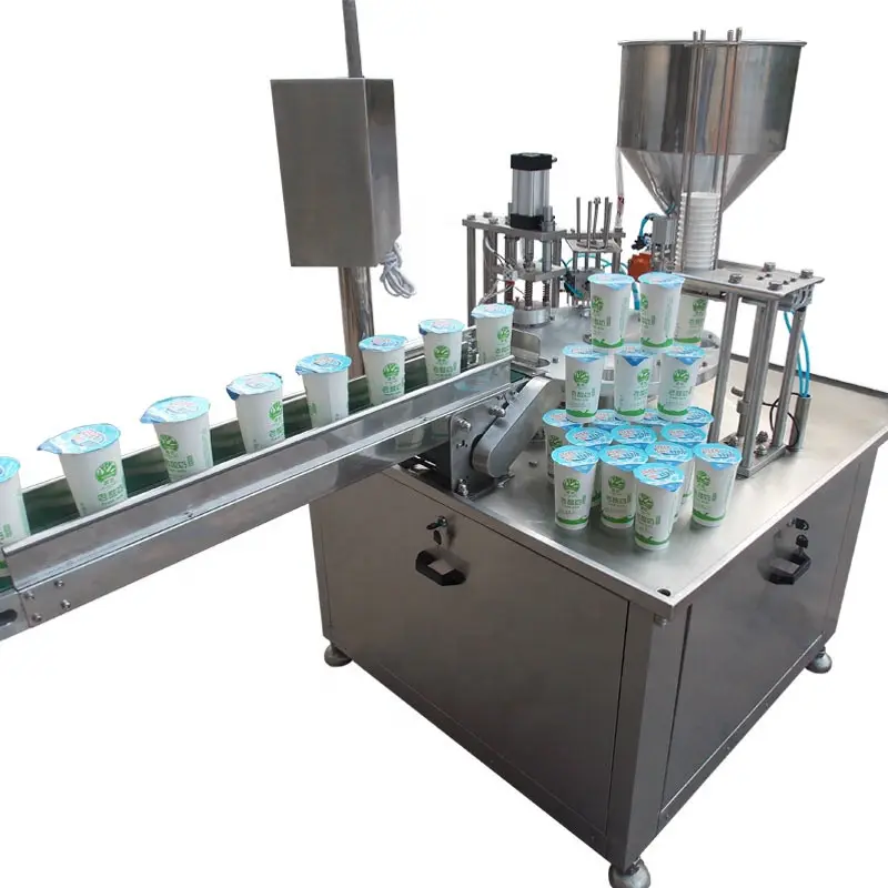 Automatische Roterende Yoghurt Cup Vullen En Sluitmachine Yoghurt Vullen En Verzegelen Verpakkingsmachine