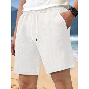 Shorts d'été pour hommes, coupe ample, couleur unie, bleu clair, polyester, cordon de serrage, sport, décontracté, plage - Product Image 3