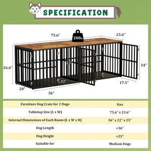 Table de <span class=keywords><strong>cage</strong></span> pour chien à motif solide Maison pour chien en bois noir personnalisé avec séparateur respirant 4 portes pour chiens d'intérieur de grande et moyenne taille - Product Image 4