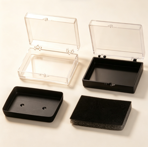 Clear Hinged Lid Plastic Jewelry Storage <b>Box</b>, Black Base with Sponge Insert, Customizable Small <b>Gift</b> <b>Box</b> <b>for</b> <b>Rings</b> and Pendants - Product Image 6