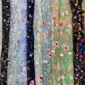 Breite 140 cm Bunte Wasser pflanzen blume Besticktes Netz gewebe <span class=keywords><strong>3</strong></span> d Tüll spitzens toff für Kinder kleid Damen rock hemd - Product Image 2