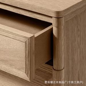 American-style oak bedside <b>table</b>, RH American-style light luxury solid wood bedroom three-drawer bedside <b>table</b>, bed <b>end</b> <b>table</b>, - Product Image 4