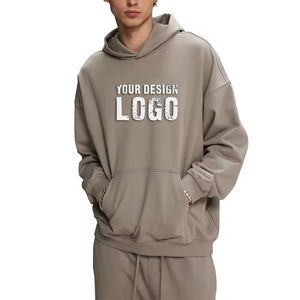High Quality Solid Color Heavyweight Loose Men's <b>Hoodies</b> Street Casual 430g Drop Shoulder Oversized Plus Size Mens <b>Hoodies</b> - Product Image 2