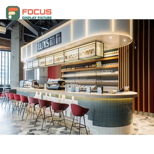 Vitrine professionnelle pour café avec porte en verre d'angle, base en noyer, meuble de présentation pour café - Product Image 5