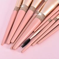 Ensemble de 10 pinceaux de maquillage véganes à paillettes avec logo personnalisé, support rose, 10 pinceaux de luxe avec poils synthétiques brillants, acceptation de la personnalisation du logo