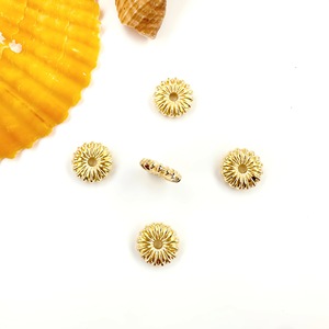 Lisheng Jewelry Gold Color Sunflower <b>Spacer</b> Bead Flower Shape DIY Jewelry Accessories 18K Plated Flat Bead For Handmade Jewelry - Product Image 5