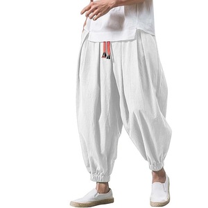 Pantalon Habillé d'Été pour <span class=keywords><strong>Homme</strong></span>, Ample en Coton et Lin, Jambes Larges - Product Image 1
