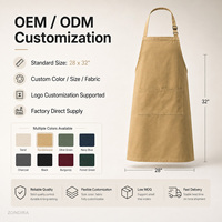 Delantal de Sándalo 240GSM de Poliéster Hilado Ajustable con 2 Bolsillos para Uniformes Comerciales de Restaurantes y Hoteles, Fabricación OEM