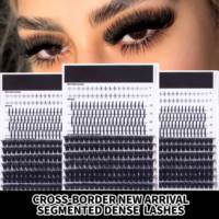 Kit d'extension de cils en vison réutilisable, confortable, fait main, personnalisé, pour marque privée, avec bouquets de cils effet manga volumineux et texturés, effet fluffy
