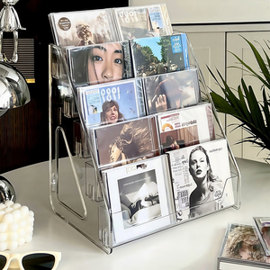 Support de rangement moderne en plastique à quatre niveaux pour CD, style escalier, grande capacité, pour CD, cassettes et albums - Product Image 3