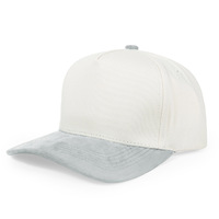 Casquettes de baseball OEM en gros personnalisées à 5 panneaux en tissu suédé unisexe, taille ajustable, bicolores, à visière incurvée