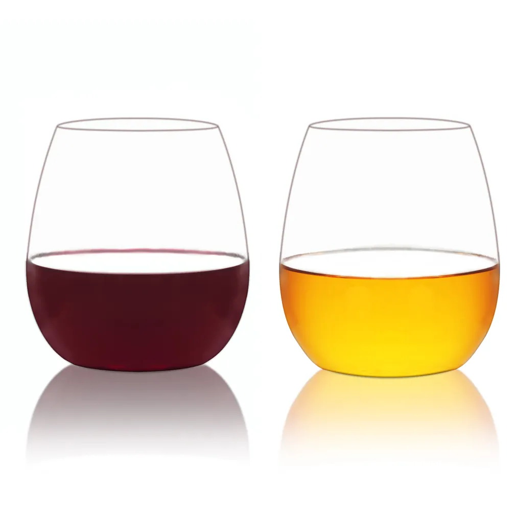 Red White Stemless Tritan Cup Plastic Shatterproof Drinking Tumbler Plastic Wine Glasses