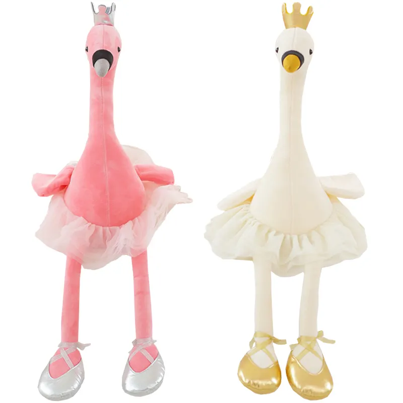 Custom Wholesale Cute Ballerina Flamingo Stuffed Plush Toys for Children Dance Ballet Swan Plushie Doll Bird Animal Peluche