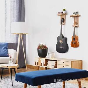 Estante de Pared para Guitarra de Madera Maciza, de Una Sola Capa, Color Retro, Estante de Almacenamiento para Sala de Estar - Product Image 2