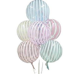 Decorazioni per festa di nozze <span class=keywords><strong>18</strong></span> pollici Tpu tondi palloncini a bolle di cristallo a strisce bianche Bobo palloncini - Product Image 1