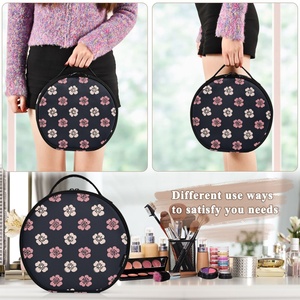 Custom Print Black Flower Design <b>Makeup</b> Bag Travel Cosmetic Train Case <b>Makeup</b> Brush Organizer Professional <b>Makeup</b> Artist Case - Product Image 5