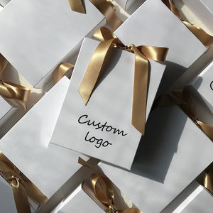 Custom Logo <b>White</b> Luxury Cardboard Paper Jewelry <b>Gift</b> Ribbon <b>Box</b> Packaging for Jewellery Earrings Necklace Bracelet - Product Image 1