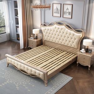 Muebles de Dormitorio de Lujo, Cama Queen/King Moderna, Tapicería de PU Estilo Chino, Juego de Muebles de Madera para Dormitorio - Product Image 3