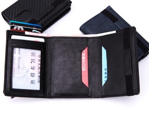 Çok fonksiyonlu PU deri RFID blok alüminyum cüzdan elastik bant <span class=keywords><strong>3</strong></span> kat yüksek kapasiteli cüzdan - Product Image 5