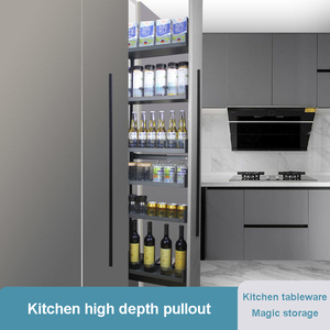 Modern <b>Kitchen</b> Cabinet <b>Storage</b> Soft Closing Tall Deep Pull Out Hidden Pantry Set Basket With Chrome and 4-6 Layers 02.2A.RWB2063 - Product Image 5