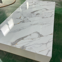 Panneau mural en PVC 3D moderne imperméable à l'eau, revêtement UV, imitation marbre, pour usage commercial et domestique