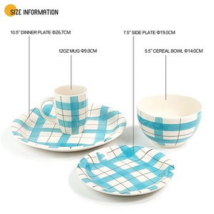 Vnox — service d'assiettes en céramique de Style nordique pièces ensemble de vaisselle pour 4 personnes, assiettes peintes à la main, lot de 18 ou 24 pièces - Product Image 3
