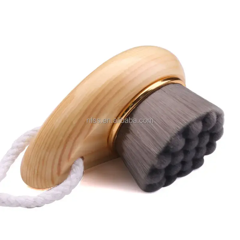 Escova de madeira para maquiagem facial, pés de bambu manual para limpeza de rosto, escova limpadora para massagem e limpeza