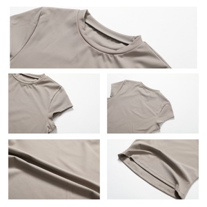 T-shirt de sport d'été à séchage rapide, haut de yoga à manches courtes pour la course décontractée, col rond, tenue de yoga sportive - Product Image 4