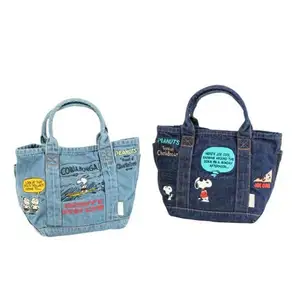 2024 Lage Prijs Cartoon Vrouwen Denim Canvas Katoenen Tas Dames Handtas Met Kleine Zak