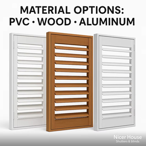 Volets intérieurs en PVC sur mesure, volets en bois blanc à lamelles pour fenêtre française, vente en gros - Product Image 3