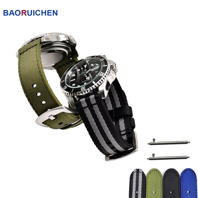 General Quick Release Nylon Watch Band 18mm 20mm 22mm 24mm Double Layers Nylon High Quality Seatbelt Nylon Watch Strap