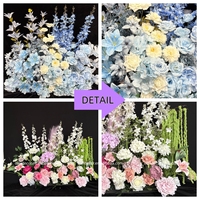 Mur de fleurs artificielles en soie corail rose OLERAY pour mariages et événements de rentrée scolaire, décoration tropicale réaliste, vente en gros personnalisée