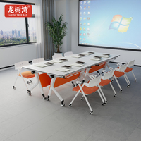 Mesa de Conferencia Rectangular Moderna, Plegable, Aplicable para Salas de Reuniones