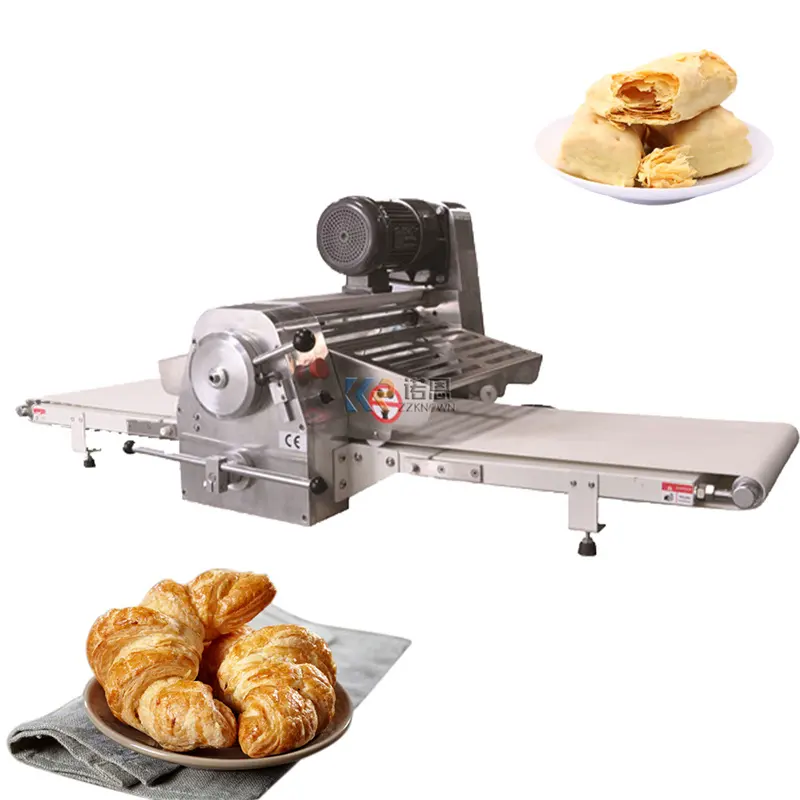 Mesin Roller Pastry Otomatis, Atas Meja Terus Menerus Roti Croissant Adonan Sheeter untuk Membuat Roti Camilan Lini Produksi