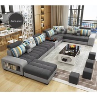 Italienisches Luxus-U-förmiges Sofa-Set Wohnzimmermöbel Hochwertiges Großes Sofa-Set Modernes Design Multifunktionales Holzsofa